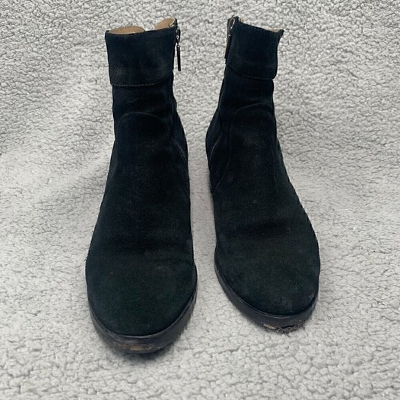 Italeau Black Suede Ankle Boots w/Tassel Side Zip Stacked Heel - Size 39.5/US9 - Picture 4 of 13